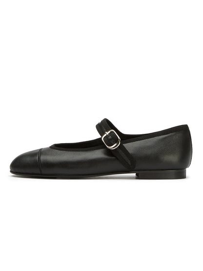 Black Round-Toe Chic Mary Jane Slip-On Ballet Simple Flats