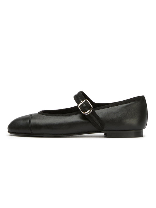 Black Round-Toe Chic Mary Jane Slip-On Ballet Simple Flats
