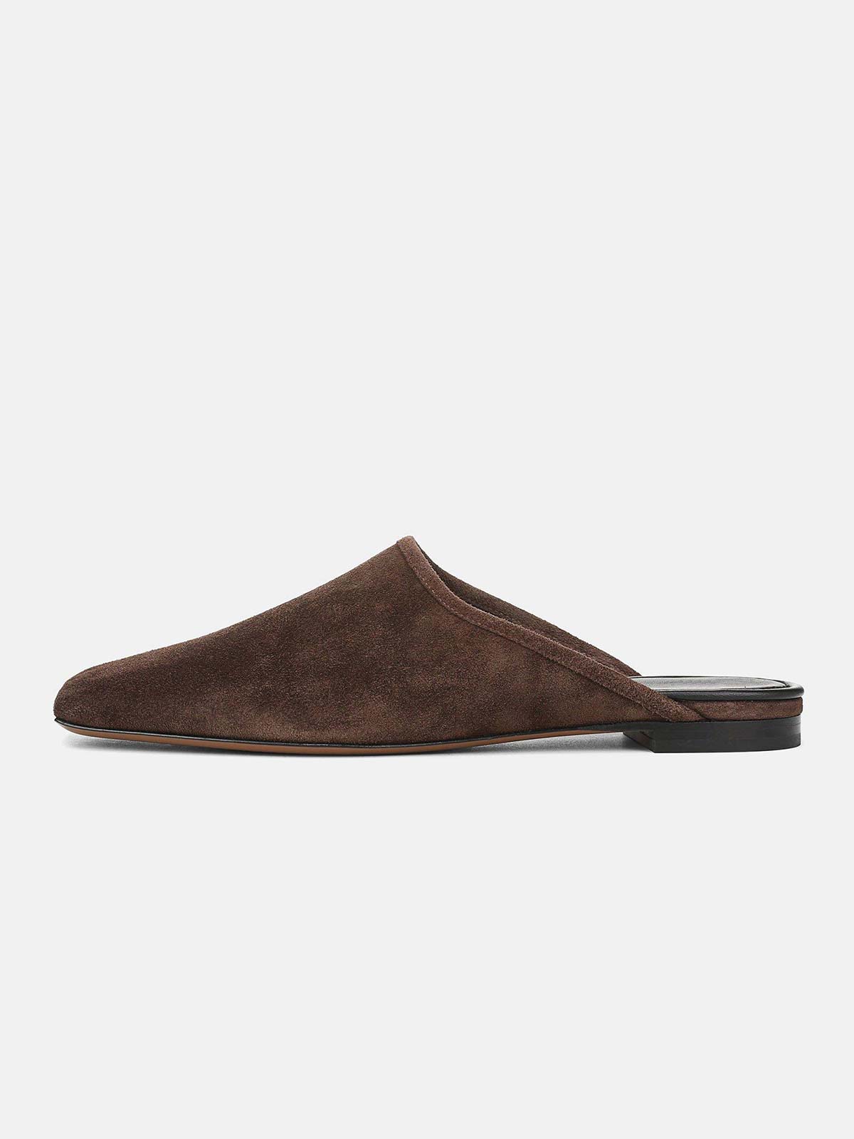 Coffee Faux Suede Square-Toe Chic Backless Simple Flats