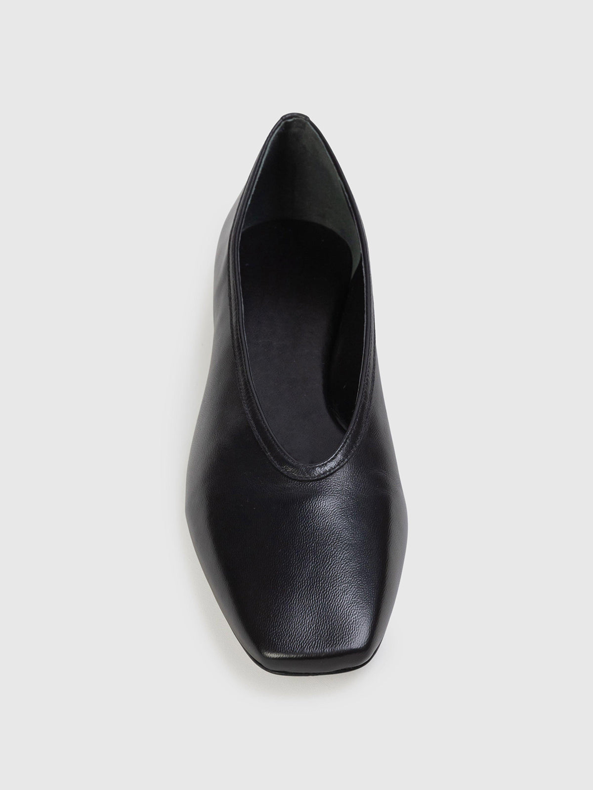 Classic Black Vegan Leather Square-Toe Sleek Chic Ballet Flats