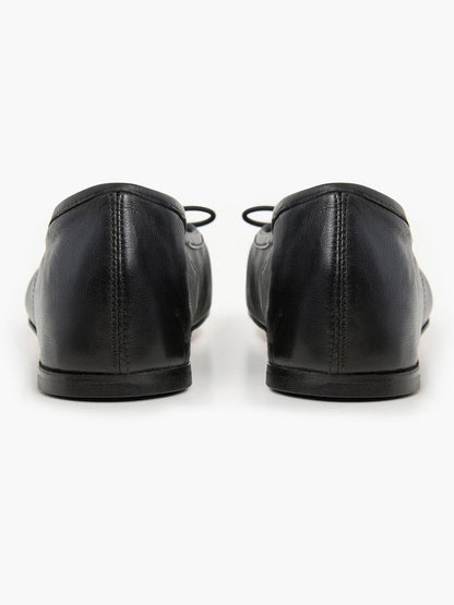 Black Classic Square-Toe Front Bow Simple Ballet Flats