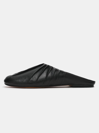 Black Round-Toe Simple Backless Chic Flats