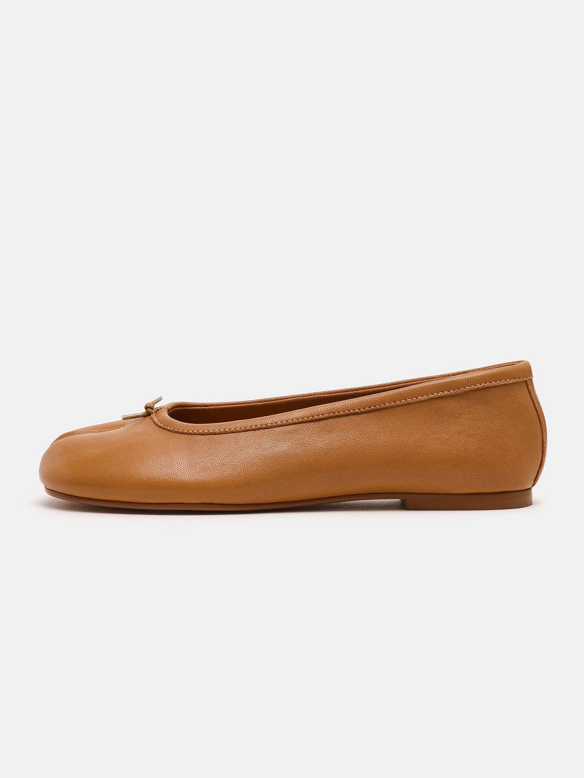 Tan Split-Toe Slip-On Ballet Flats