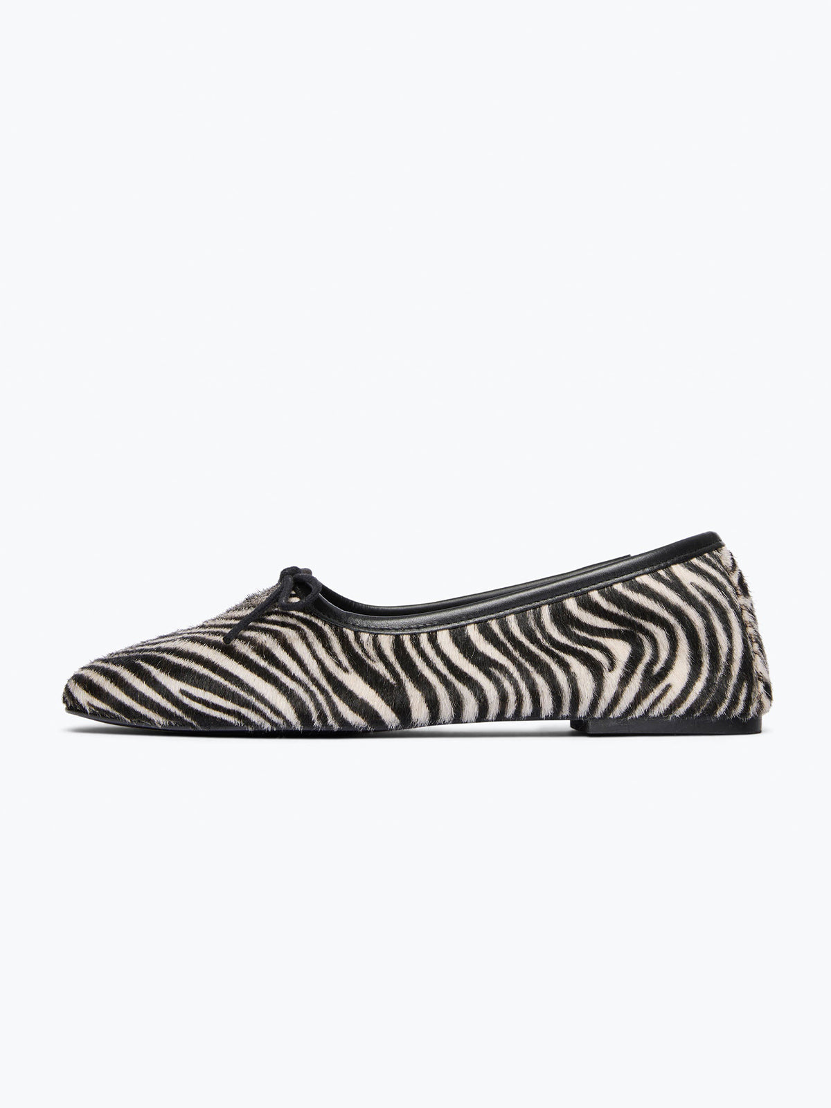 Vegan Leather Square-Toe Front Bow Slip-On Ballet Flats - Zebra Pattern