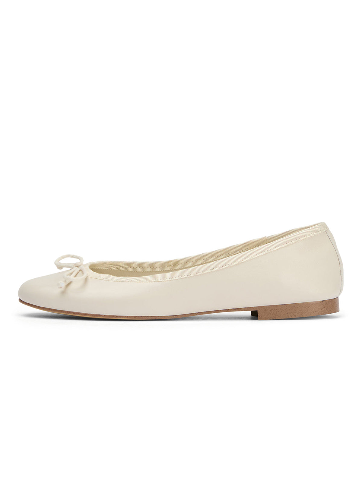 Round-Toe Chic Front Bow Slip-On Ballet Simple Flats - Ivory
