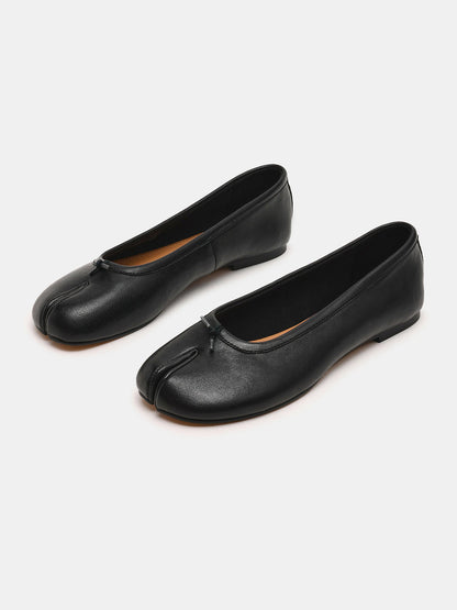 Black Split-Toe Slip-On Ballet Flats