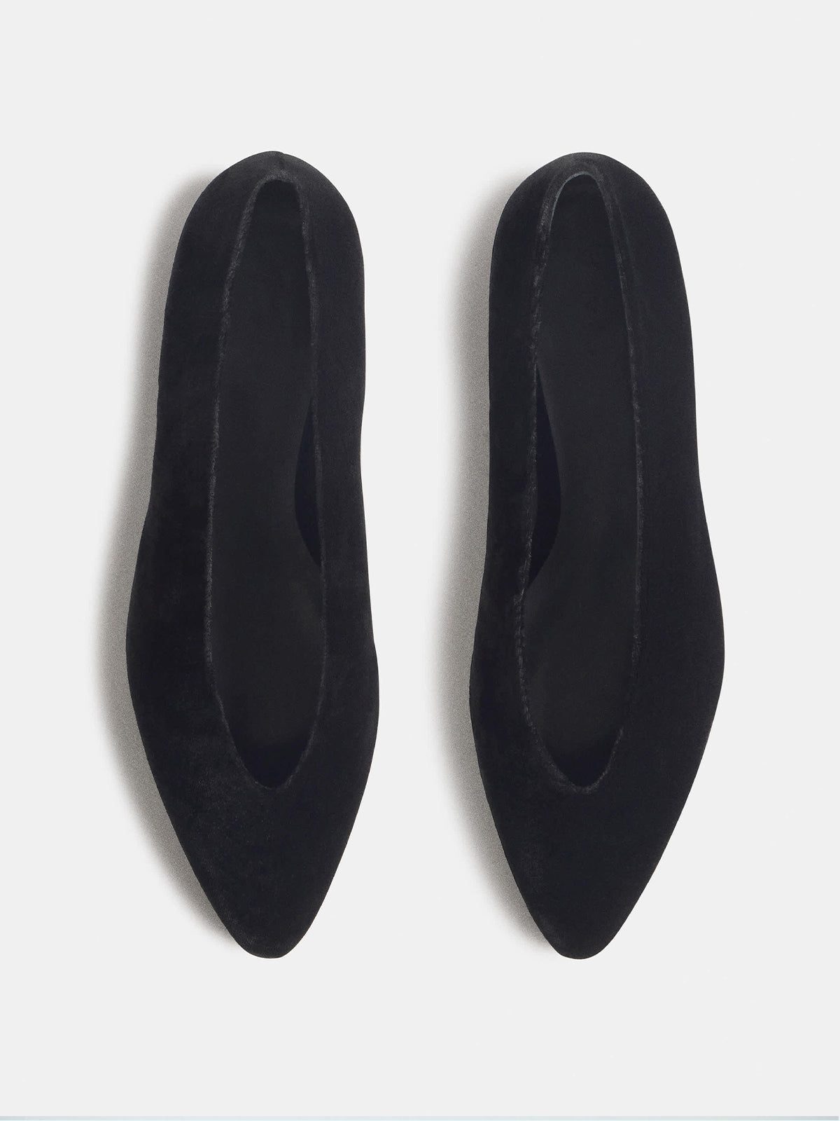 Black Velvet Pointed-Toe Slip-On Simple Ballet Flats