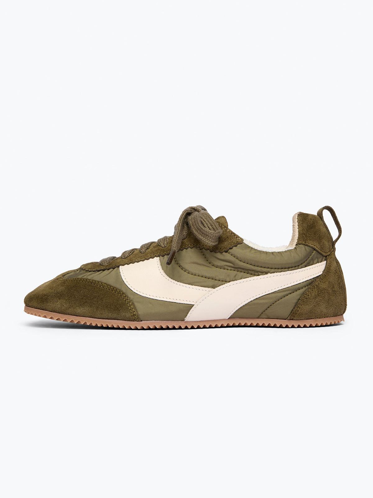 Coffee Cow Suede And Cloth And Cow Leather Square-Toe Lace-Up Sneakers