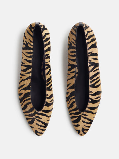 Zebra Pattern Pointed-Toe Slip-On Simple Ballet Flats