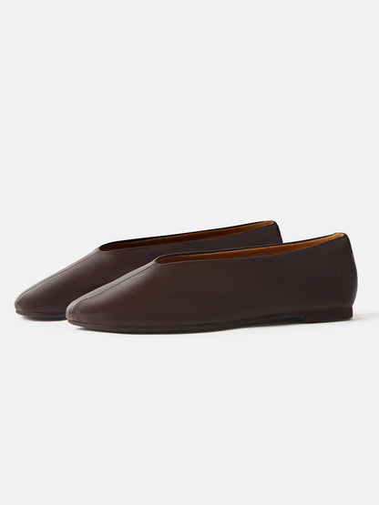 Chocolate Square-Toe Simple Ballet Chic Flats
