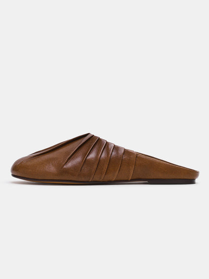 Brown Round-Toe Simple Backless Chic Flats