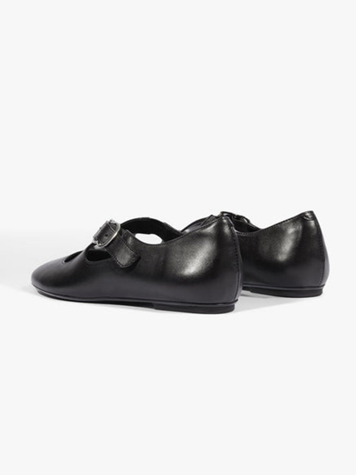Black Square-Toe Chic Crossed Strap With Buckle Slip-On Flats