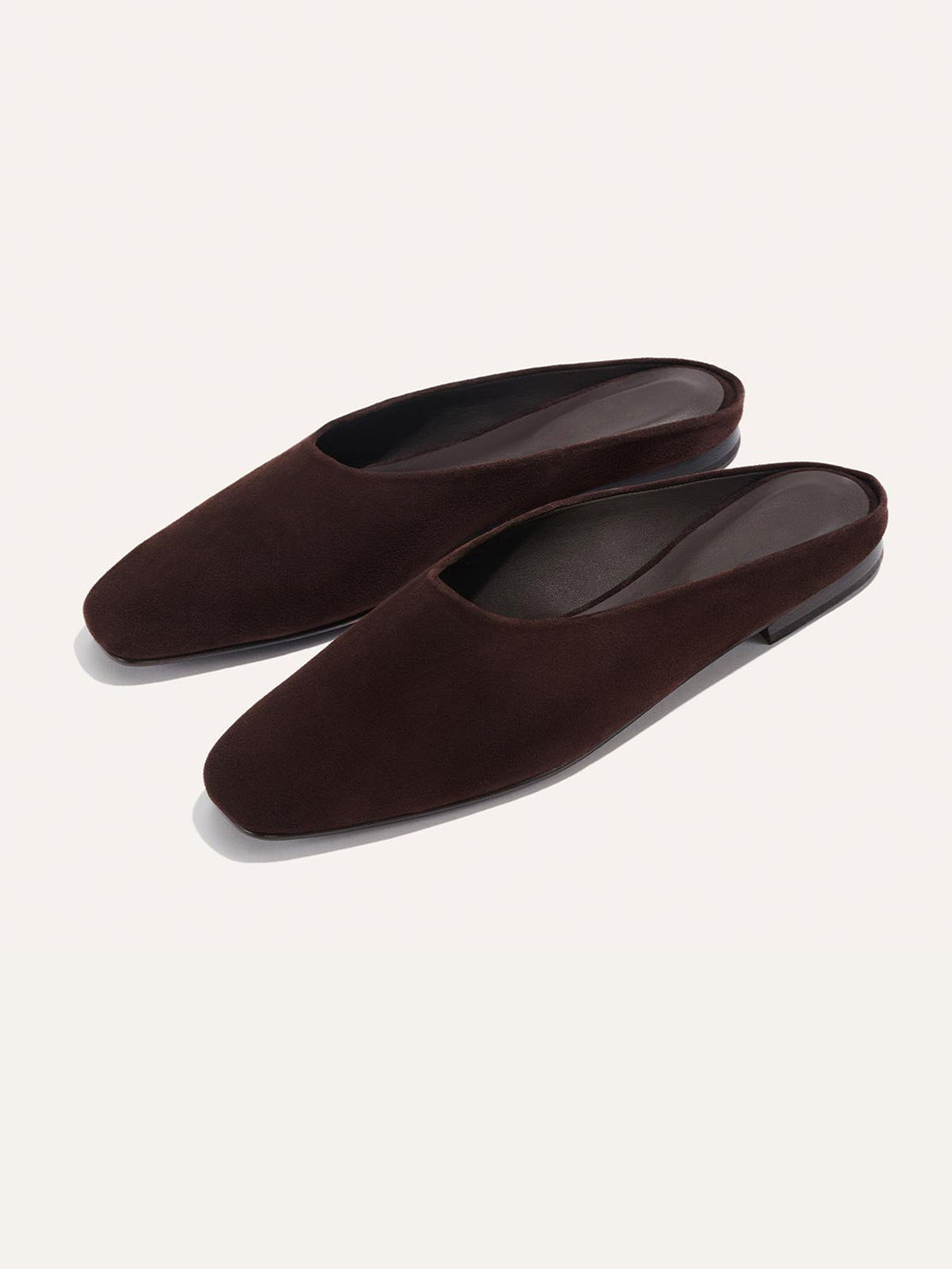 Backless Square-Toe Slip-On Chic Flats - Coffee Faux Suede