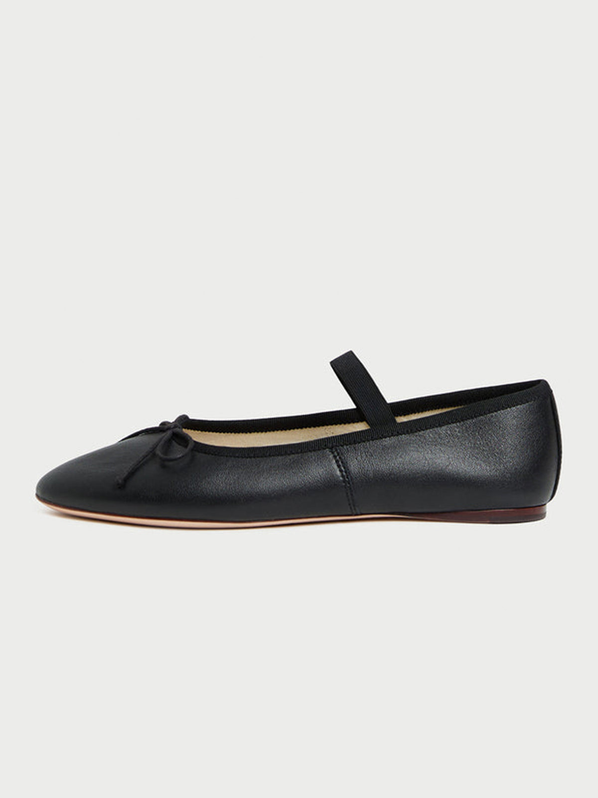 Black Vegan Leather Round-Toe Mary Jane Front Bow Ballet Flats