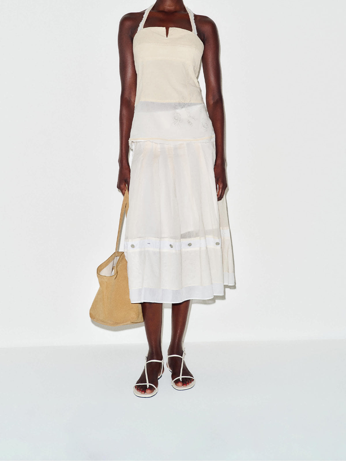 White Square-Toe Back And Ankle Strap Flats Sandals