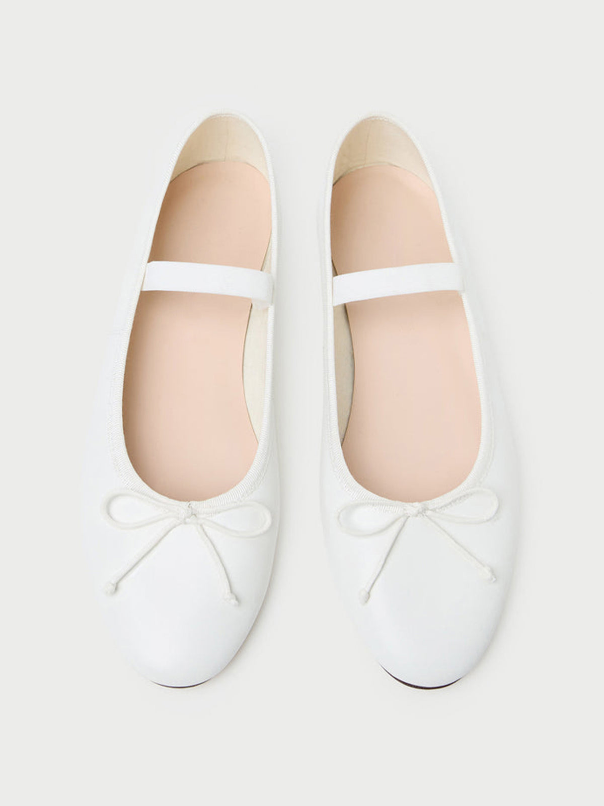 White Vegan Leather Round-Toe Mary Jane Front Bow Ballet Flats