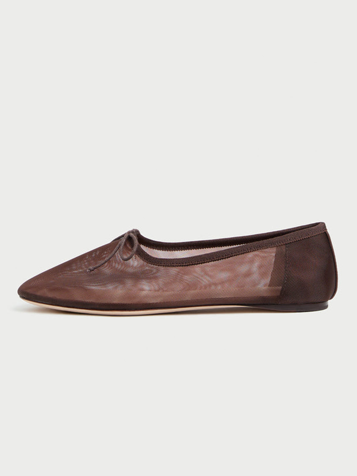 Chocolate Round-Toe Chic Front Bow Slip-On Ballet Flats