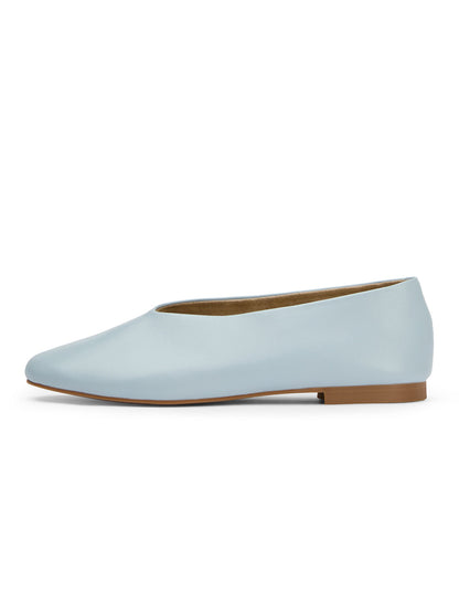 Round-Toe Chic Slip-On Ballet Simple Flats - Blue