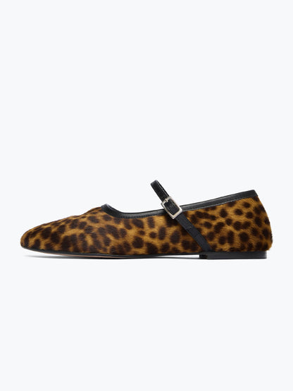 Chic Square-Toe Mary Jane Slip-On Ballet Flats - Leopard Pattern