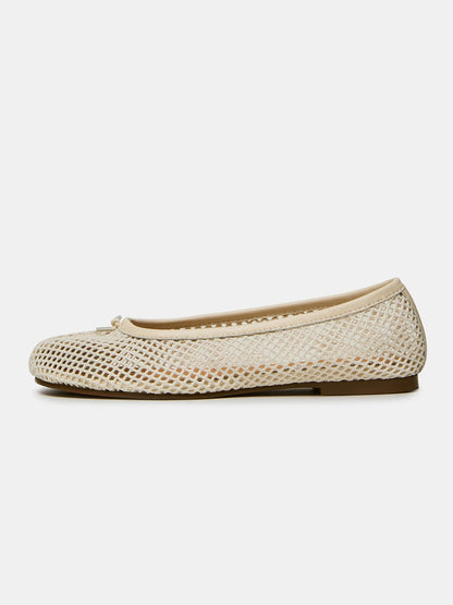Bone Mesh Split-Toe Slip-On Ballet Flats