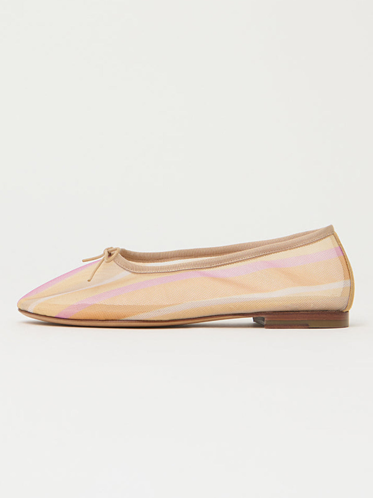 Sunset Mesh Round-Toe Simple Chic Ballet Flats With Front Bow