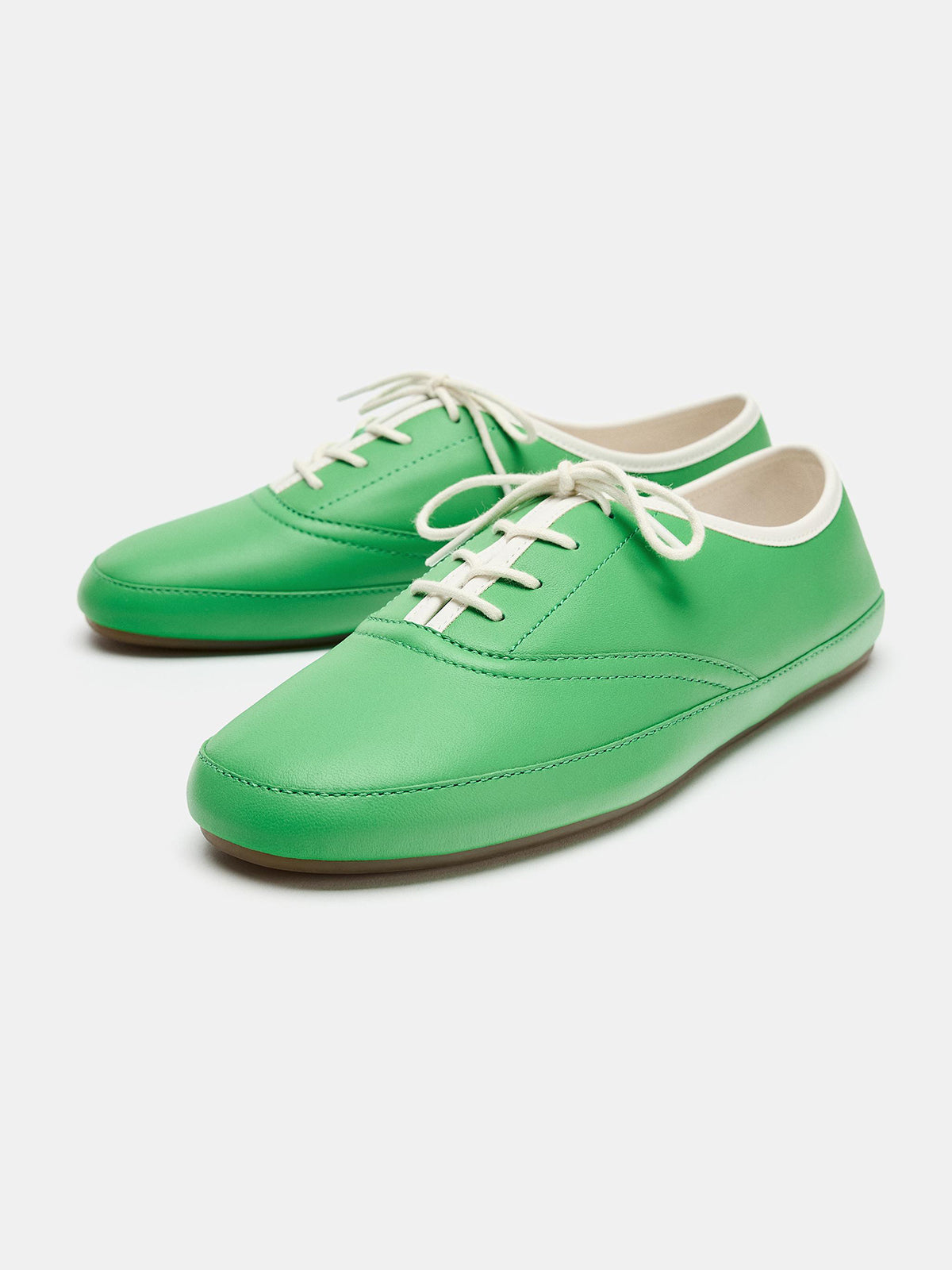 Green Square-Toe Chic Lace-Up Slip-On Flats Sneakers