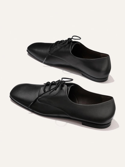 Black Square-Toe Chic Lace-Up Slip-On Sporty Flats