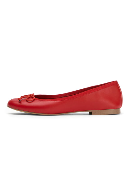 Round-Toe Chic Front Bow Slip-On Ballet Simple Flats - Red