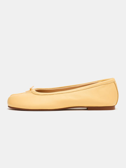Yellow Split-Toe Slip-On Ballet Flats