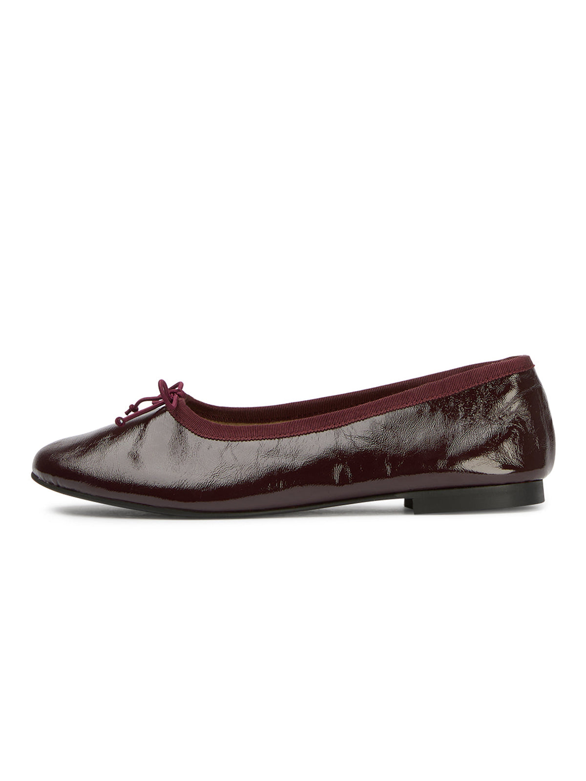 Burgundy Round-Toe Chic Front Bow Slip-On Ballet Simple Flats