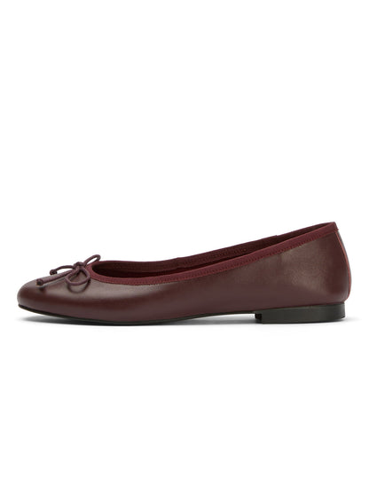 Round-Toe Chic Front Bow Slip-On Ballet Simple Flats - Burgundy