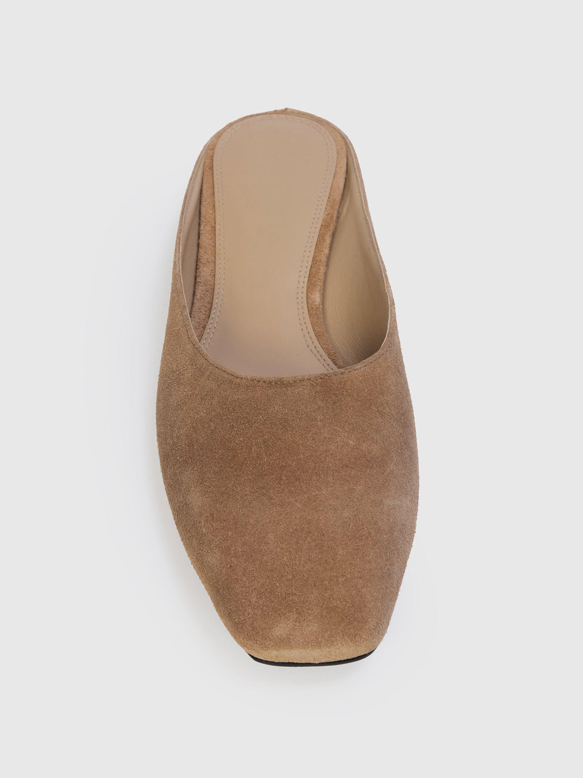 Sand Faux Suede Square-Toe Backless Flats