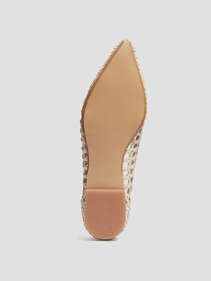 Bone Woven Vegan Leather Pointed-Toe Cutout Slip-On Flats