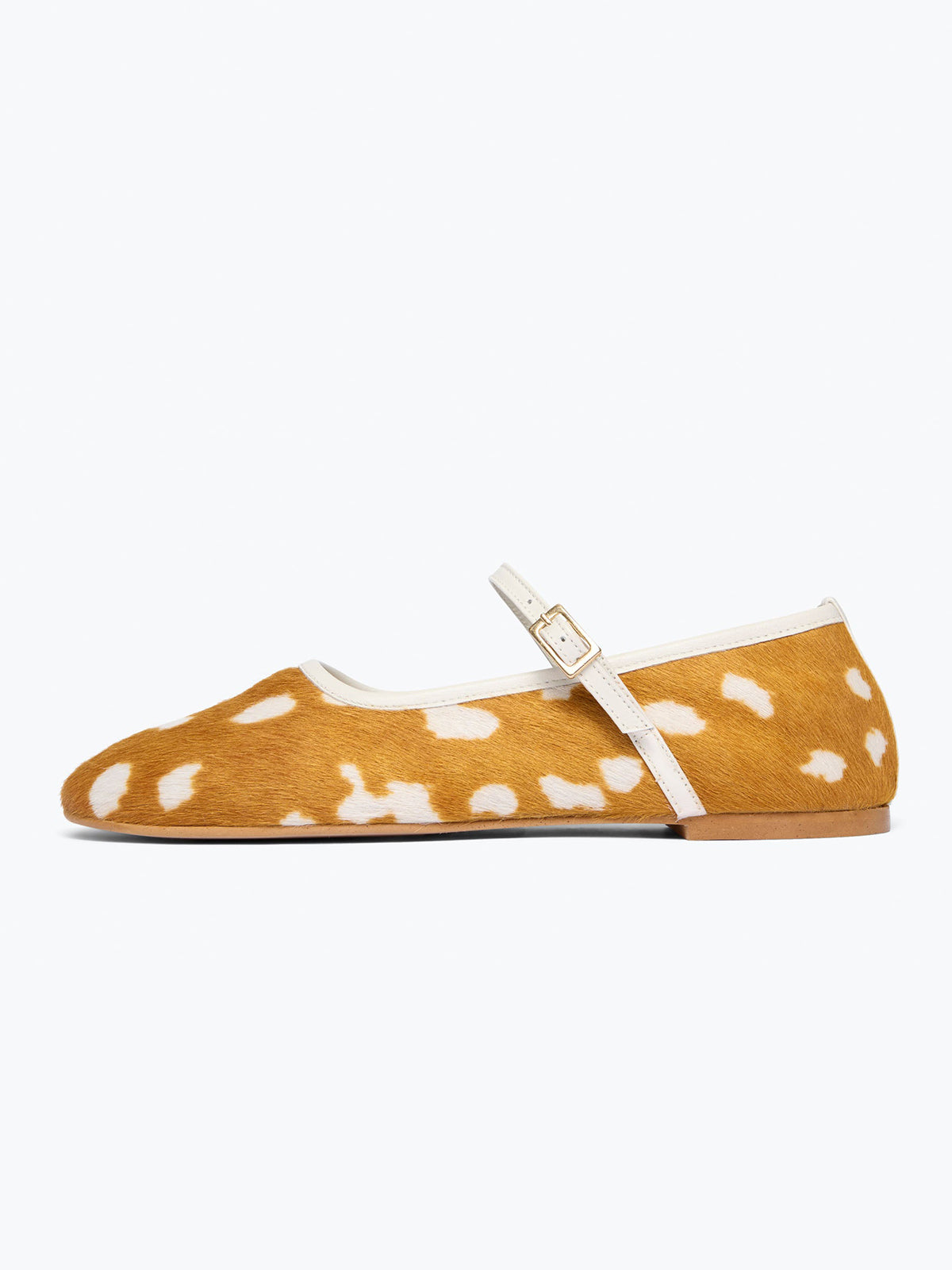 Chic Square-Toe Mary Jane Slip-On Ballet Flats - Deer Pattern