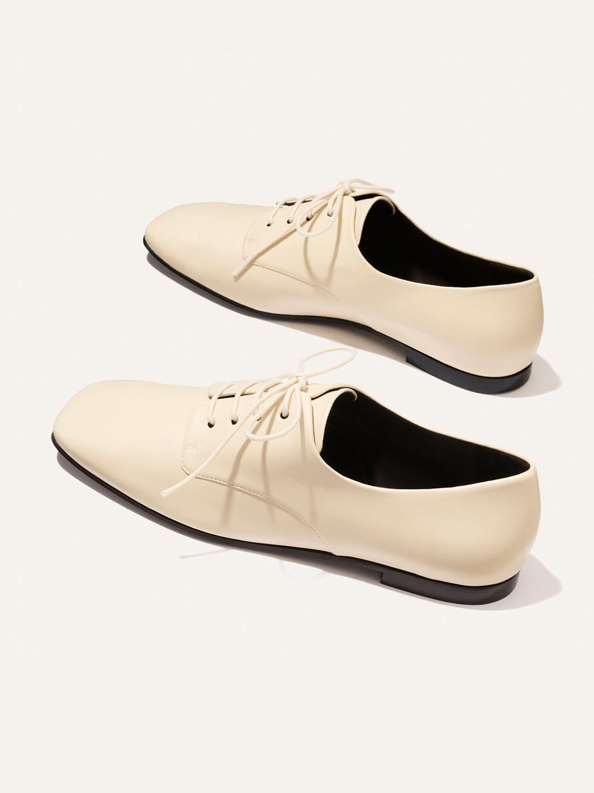 Bone Square-Toe Chic Lace-Up Slip-On Sporty Flats