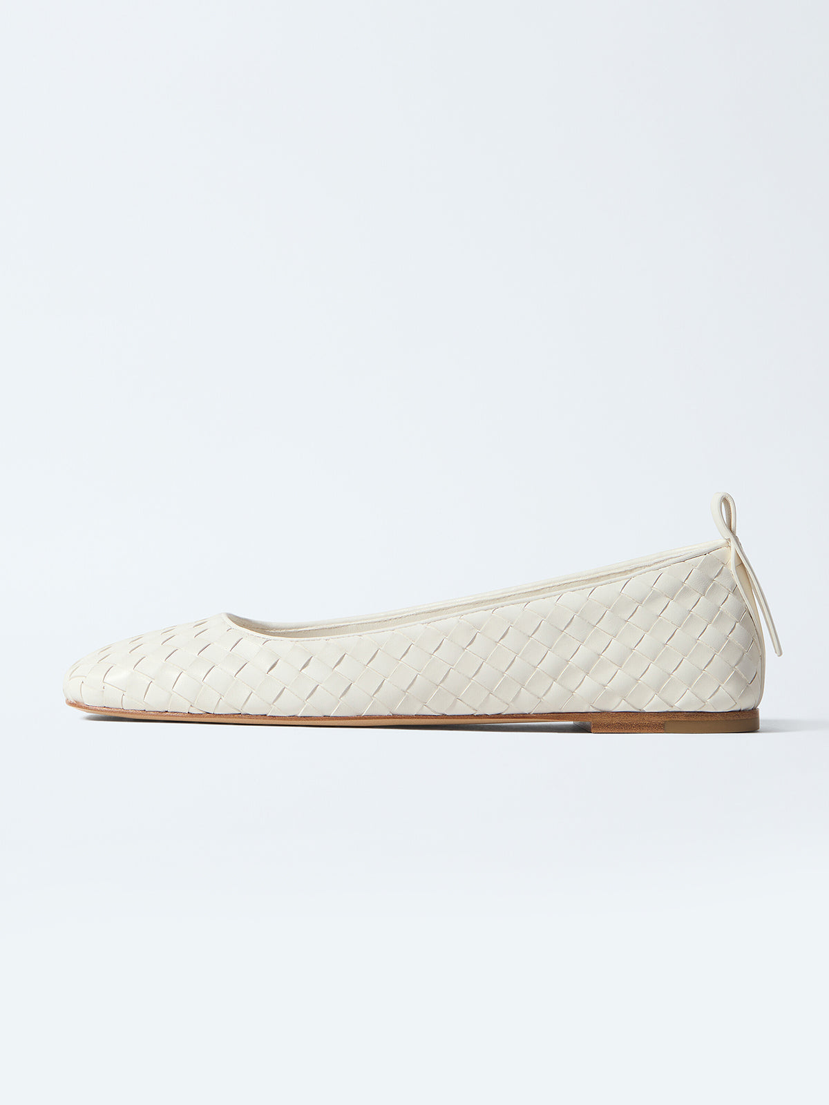 Ivory Woven Vegan Leather Square-Toe Classic Slip-On Ballet Flats
