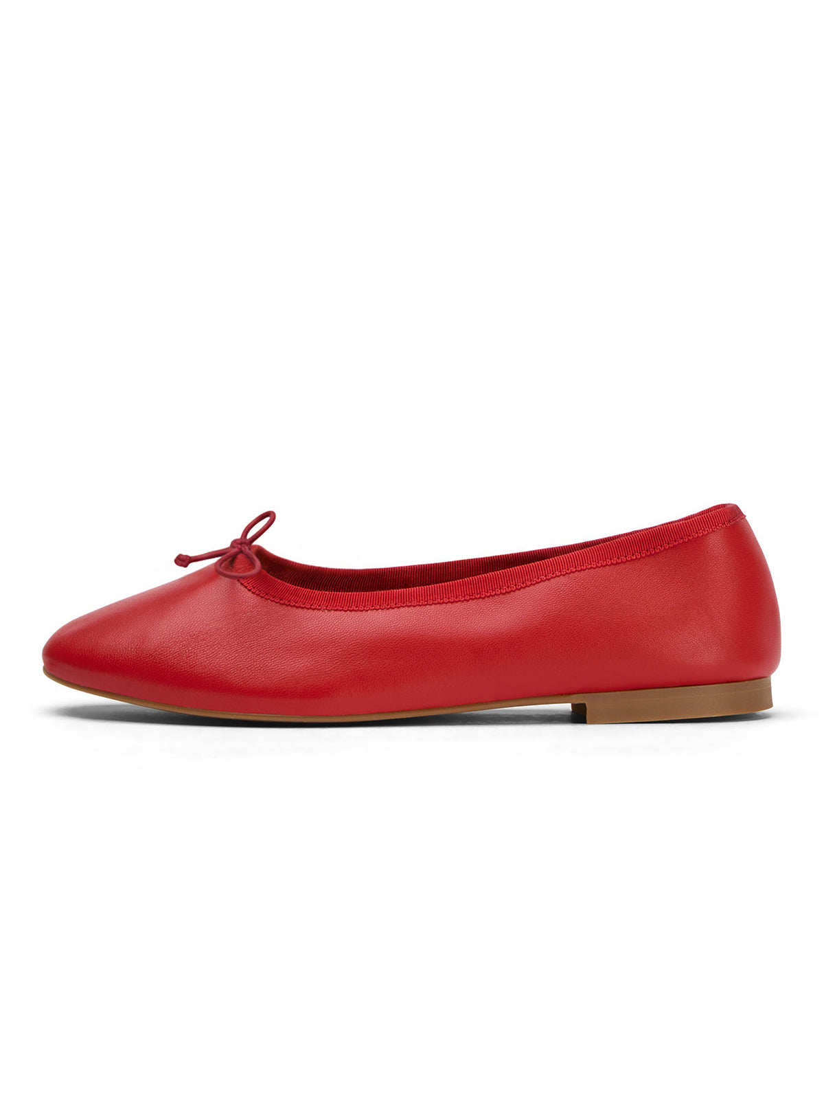 Red Round-Toe Chic Front Bow Slip-On Ballet Simple Flats