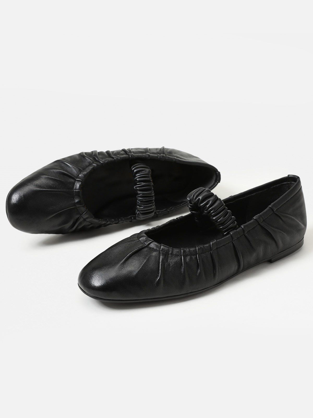 Black Square-Toe Elastic Mary Jane Classic Ballet Flats