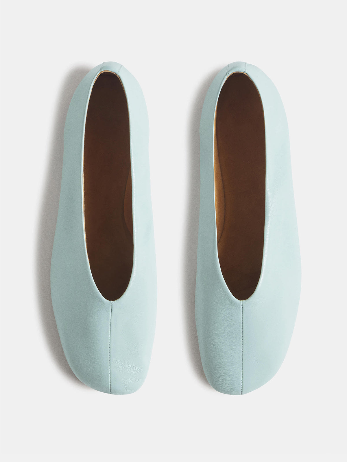 Ice Blue Square-Toe Simple Ballet Chic Flats
