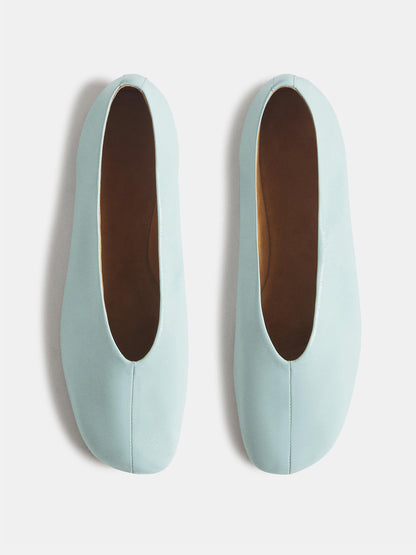 Ice Blue Square-Toe Simple Ballet Chic Flats