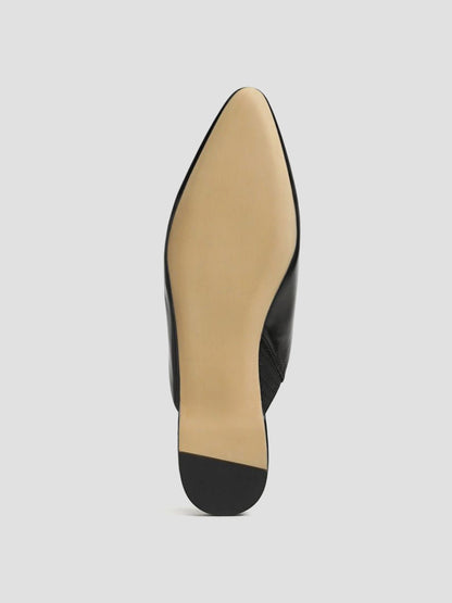 Black Almond-Toe Backless Simple Slip-On Flats