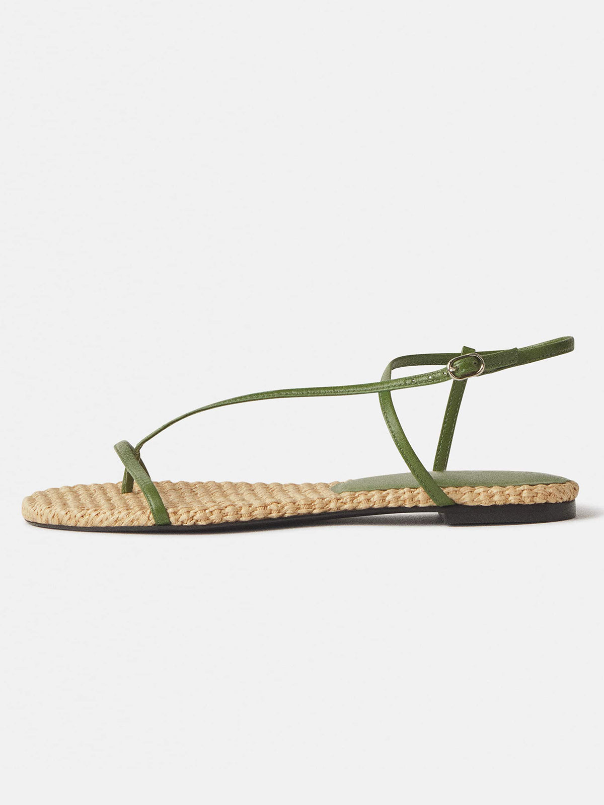Nude Square-Toe Back And Ankle Strap Flats Sandals