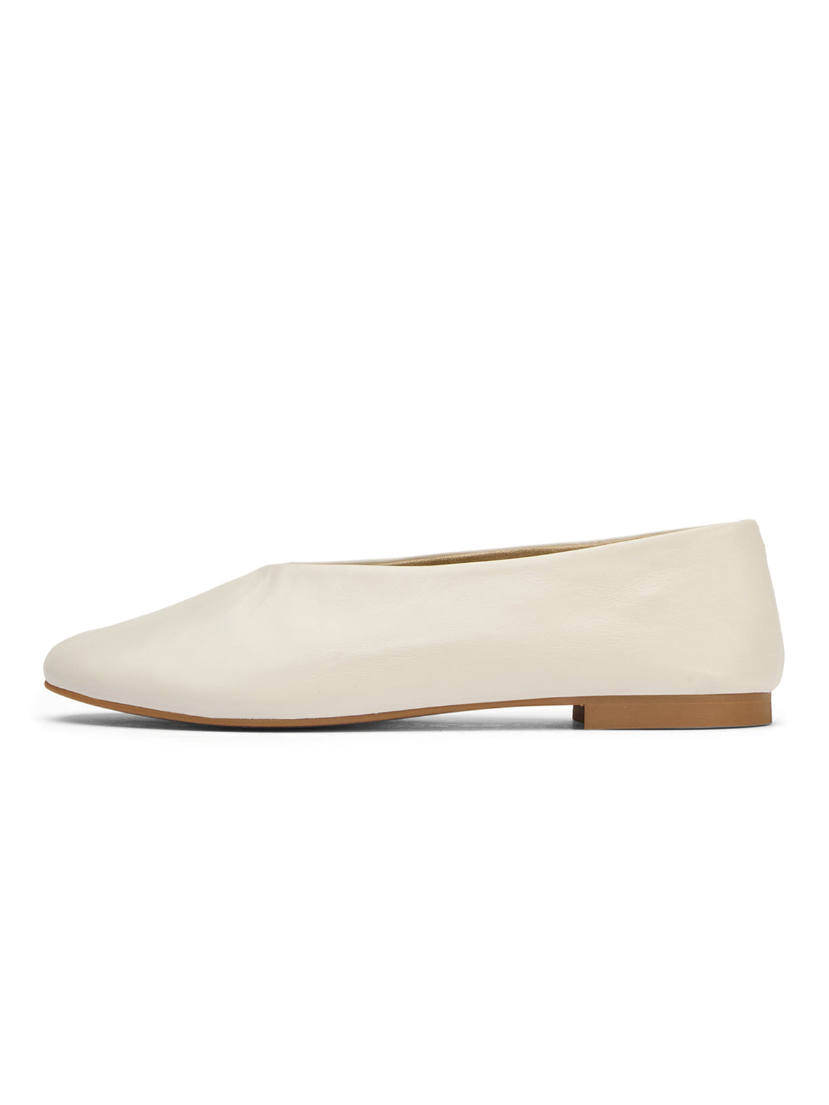 Round-Toe Chic Slip-On Ballet Simple Flats - Ivory