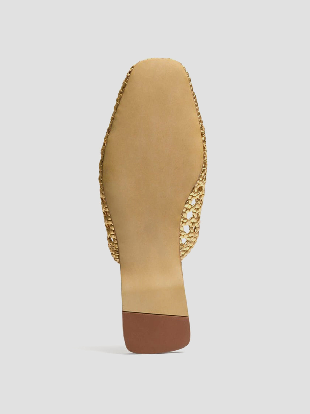 Woven Vegan Leather Square-Toe Cutout Backless Flats - Metallic Gold