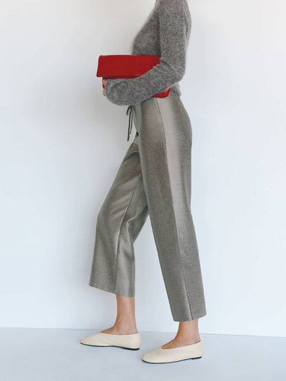 Cream Square-Toe Simple Ballet Chic Flats