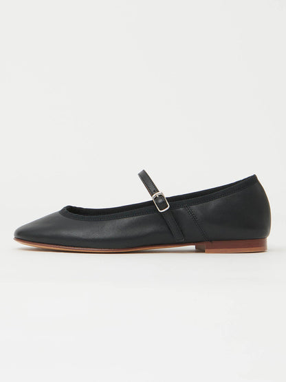 Black Round-Toe Mary Jane With Buckle Chic Ballet Flats