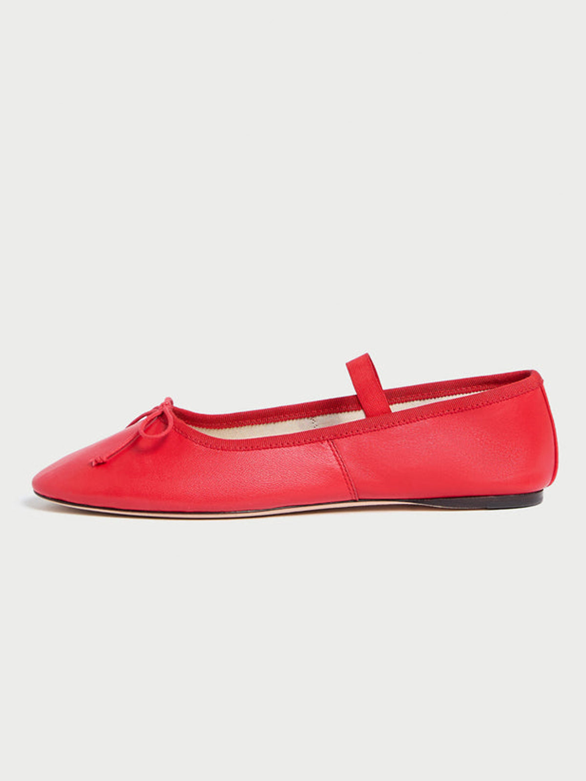 Red Vegan Leather Round-Toe Mary Jane Front Bow Ballet Flats