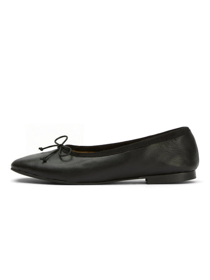 Classic Black Round-Toe Chic Front Bow Slip-On Ballet Simple Flats