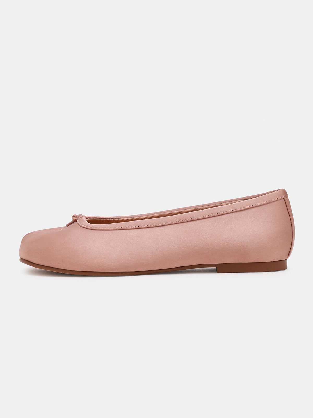 Pink Satin Split-Toe Slip-On Ballet Flats