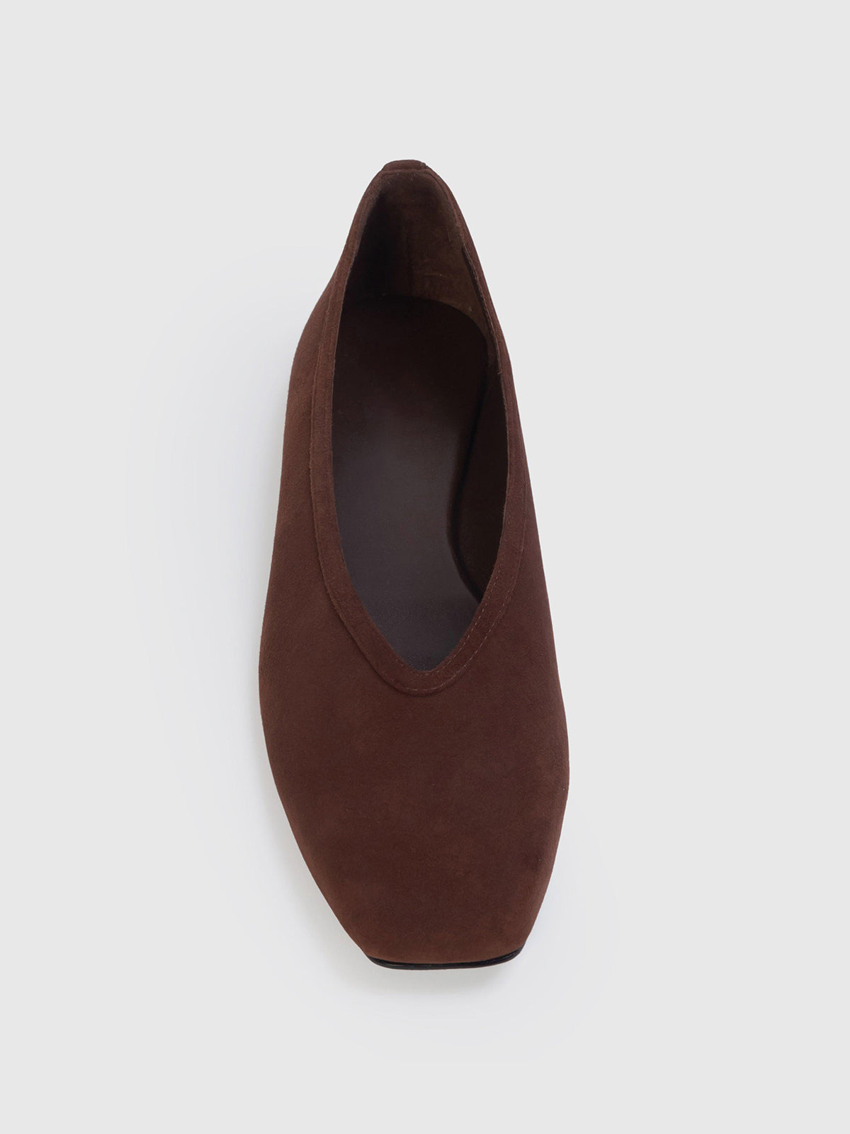 Brown Faux Suede Square-Toe Sleek Chic Ballet Flats